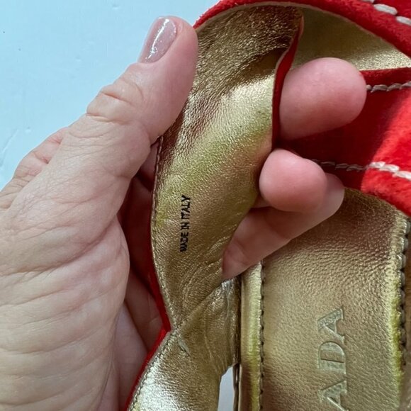 PRADA orange suede espadrilles size 38.5 - Picture 7 of 8